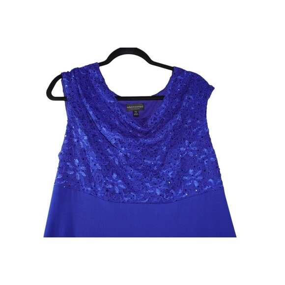 Connected Apparel Royal Blue Lace Gown - Size 14W - Elegant Formal Dress - Picture 5 of 13